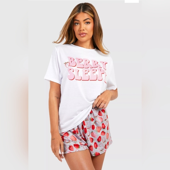BERRY SLEEPY JERSEY KNIT PAJAMA SHORT SET - Picture 3 of 4